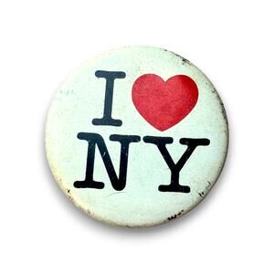Vintage 1970s I Love NY Official Promotional Pinback Button Milton Glaser Logo